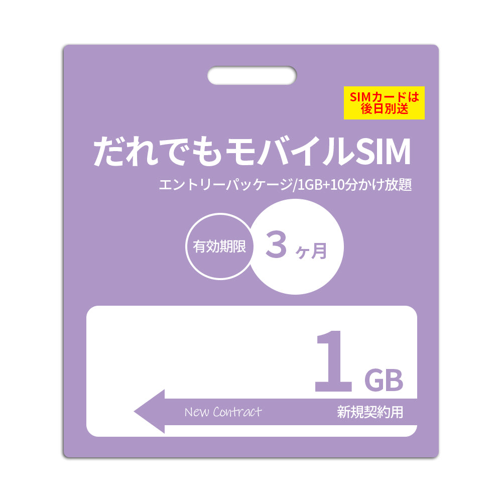 【審査なしSIM】1GB 電話10分かけ放題付き_初期費用(新規契約時のみ)