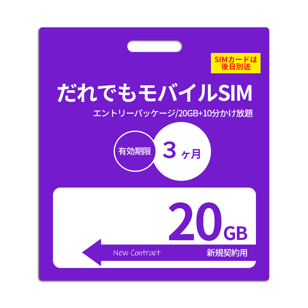 【審査なしSIM】20GB 電話10分かけ放題付き_初期費用(新規契約時のみ)