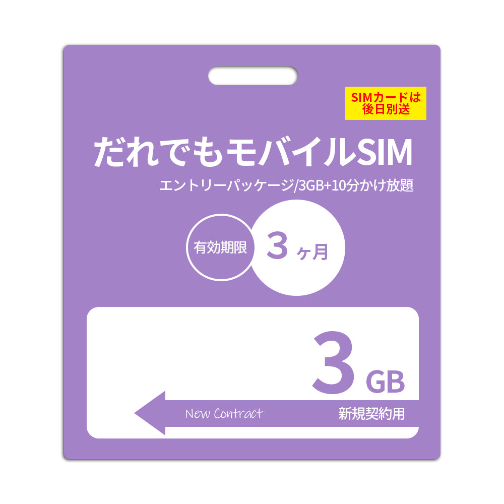 【審査なしSIM】3GB 電話10分かけ放題付き_初期費用(新規契約時のみ)