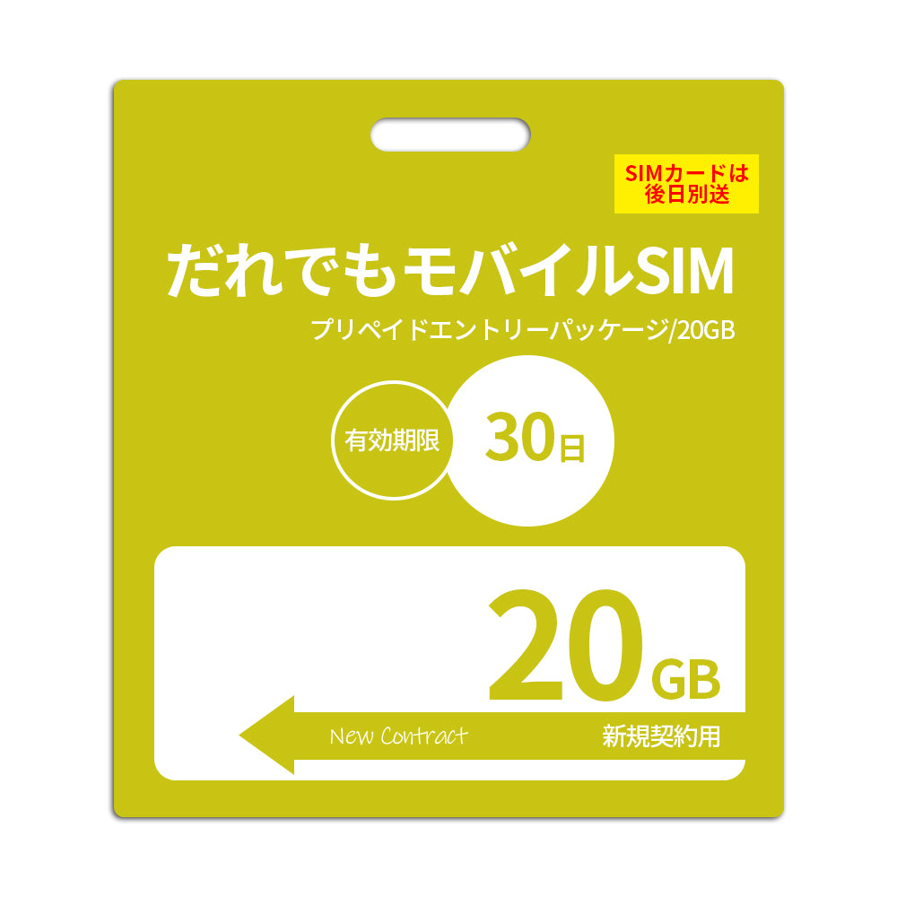 【プリペイドSIM】30日20GB プリペイドSIM_初期費用（新規契約時のみ）